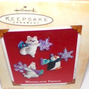3 PIECE HALLMARK KEEPSAKE ORNAMENT "WOODLAND FROLIC" THIS IS SO SWEET!